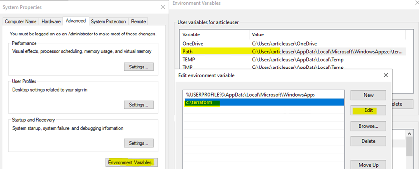 Install Terraform on Windows and Authenticate Terraform to Azure